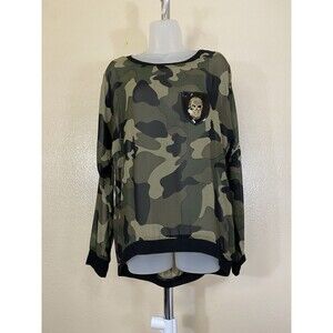 Miss Moda Camo Skull Women’s Size Medium Top